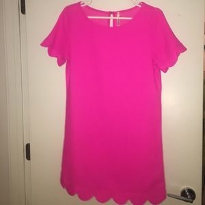 Hot pink scalloped mini dress